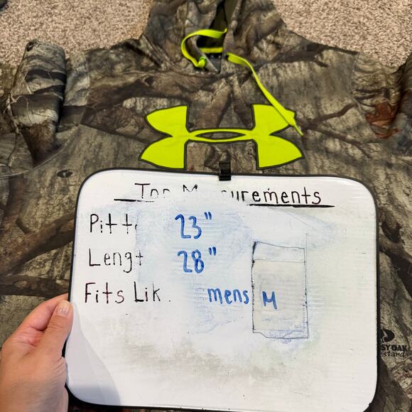 Men's Camo Under Armour Mossy Oak Treestand Scent Control Hoodie Sweatshirt Sz M - Picture 6 of 6